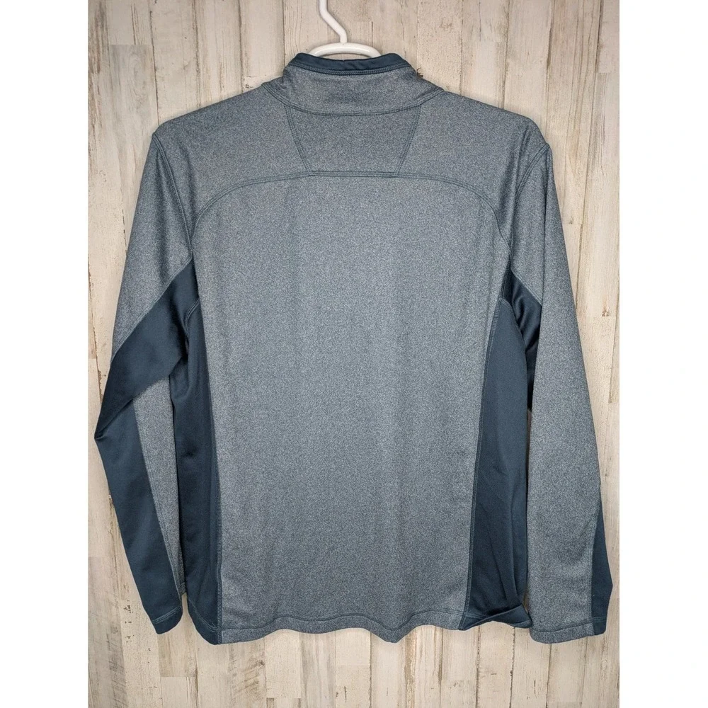 The North Face Mens Large Essential 1/4 Zip Pullover Blue Heather Orange Fleece